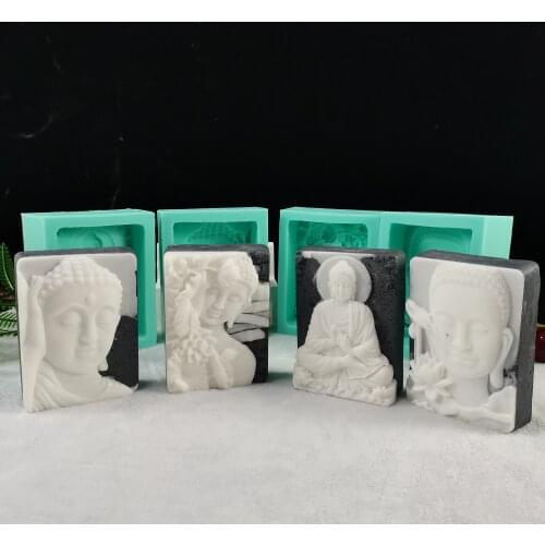 PRZY Sleeping Buddha 4 Molds Silicone Buddha 2D Handmade Soap Candle Mould DIY Silicone Soap Resin Clay Baking Tools