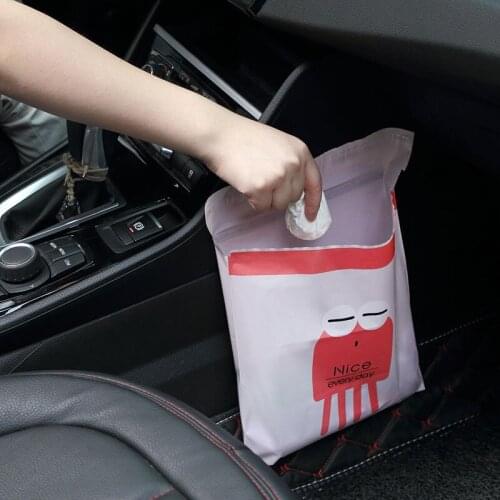 Adhesive Garbage Bag 15Pcs/pack Car Trash Bags Paste Creative Cute Portable Hanging Storage Car Disposable Cleaning Bag 2021