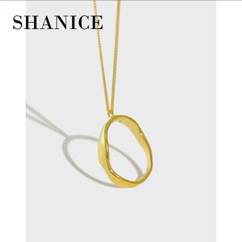 SHANICE Trendy 100% 925 Sterling Silver Pendant Necklace For Women INS simple irregular wave S925 Silver for Women Jewelry Gift