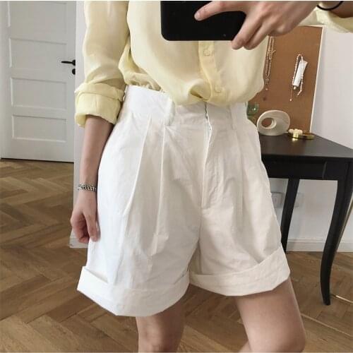 2021 New Summer High Quality Women Wide Leg Shorts Loose Fashion Ladies Shorts Solid Color Casual Elegant Female Shorts T114