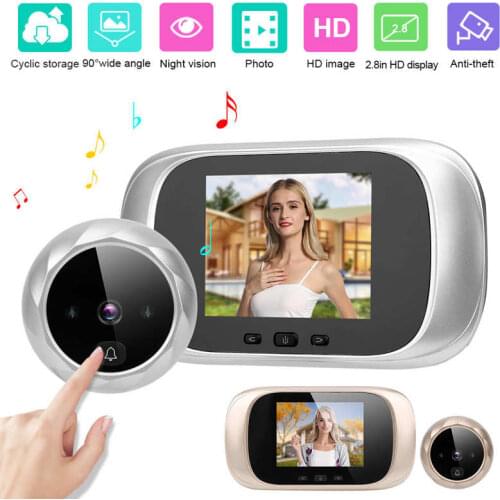 2.8in TFT LCD Visual Door Viewer IR Night Vision Cyclic Storage Camera 90 degree Doorbell Ding Dong Smart Access Control System