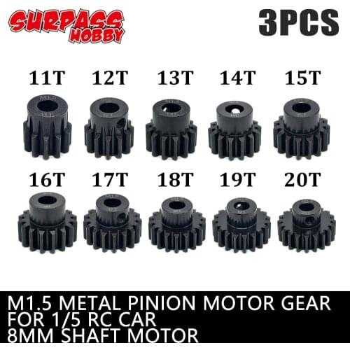 Surpass Hobby M1.5 Metal Motor Gear Steel Pinion 3pcs 11T-20T 8mm Shaft for 1/5 1/8 Rc Car Brushless Motor 5682 5692 56112 70120