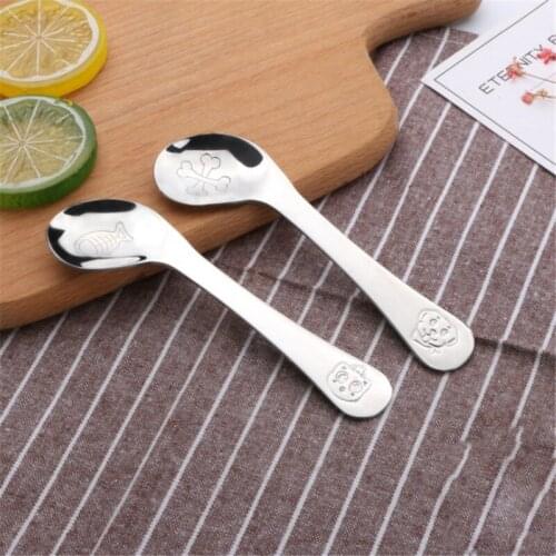 Cartoon Pattern Child Feeding Spoon 2020 New Safe No Smell Stainless Steel Complementary Food Multifunctional Spoon