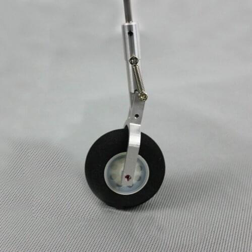 Height 105mm Shaft Hole Dia 3mm Shock-absorbing Landing Gear Aluminum Metal Parts with 45mm Sponge Wheel for RC Fixed-wing Drone