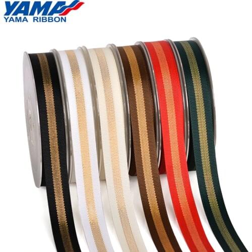 YAMA Gold Glitter Grosgrain Edge Ribbon 9mm 16mm 25mm 100yards/Roll for Wedding Party Crafts Gift Package DIY Decoration