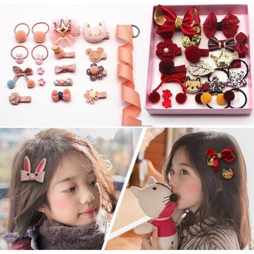 NEW 18pcs Headwear set Children Hair clip Hairpins Accessories Cartoon flowers Bow Girls Princess handmade Barrettes Headdress