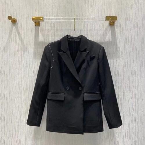 New Fashion Runway 2021 Designer Jacket Womens Long Sleeve V-Neck Black Hot Sale Jacket Outer Coat