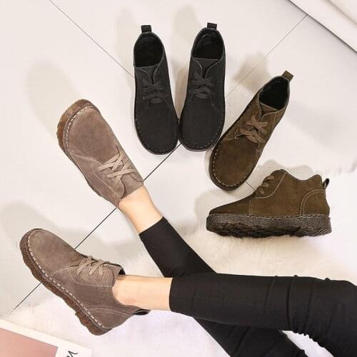2021 Ankle Boots for Women Lace Up Flat With Fur Shoes Ladies Warm Solid Rubber Oxford Boots