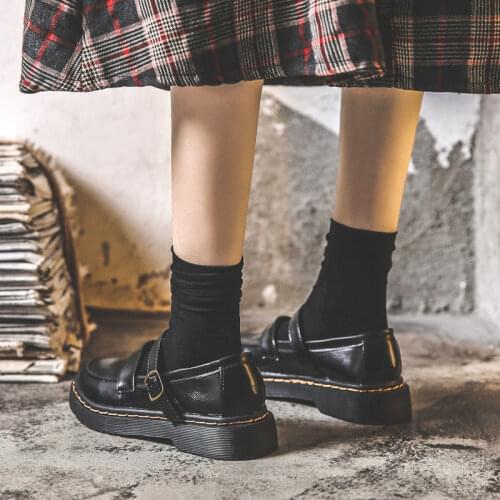Apanzu Women uniform shoes 2021 Mary Jane Japanese Style vintage round head brown student Summer autumn Lolita leather shoes