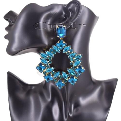 CuiEr 9.8cm Square Pendant Earrings for Women Big size Drag Queen Pageant Fashion Jewelry for wedding accessories