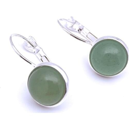 10MM 12mm Green Aventurine Stone Earrings Environmental Protection Crystal Charms Earrings for Women Fashion Jewelry