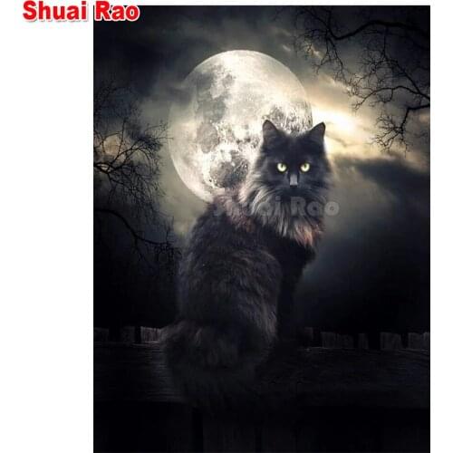 Animal,Full,Square,round,diy,Diamond painting black cat,picture of rhinestone,mosaic full embroidery,Home decoration