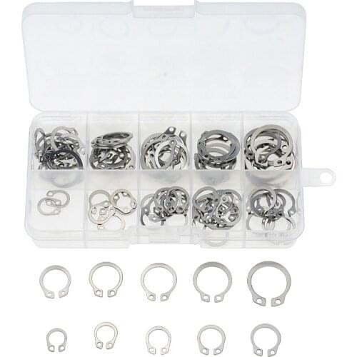 100pcs/set 304 Stainless Steel Internal External Retaining Circlips M8 M9 M10 Washers Snap Retaining Ring Circlip Assortment Kit