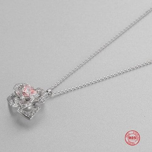 2020Fashion Charm Pure 925 Silver Original 1:1 Copy, Delicate Orchid Elegant Fashion Flower Necklace Female Luxury Jewelry Gifts