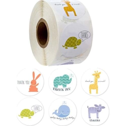 500 pcs 6 styles cute animals thank you stickers for kids reward sticker seal labels scrapbooking gift decor stationery sticker