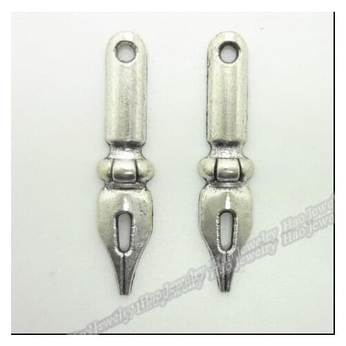70 pcs Vintage Charms Pen Pendant Antique silver Fit Bracelets Necklace DIY Metal Jewelry Making