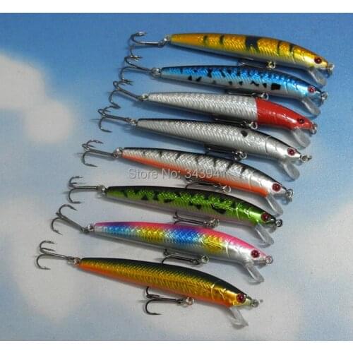 Lot 8pcs Colors Fishing Lures Crankbait Minnow Hooks Crank Baits 8g 10cm 3.94" Free Shipping