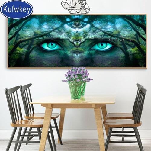 Green tree eyes diamond embroidery full round diamond painting square drill mosaic diamond set 3d cross stitch diy Landscape art