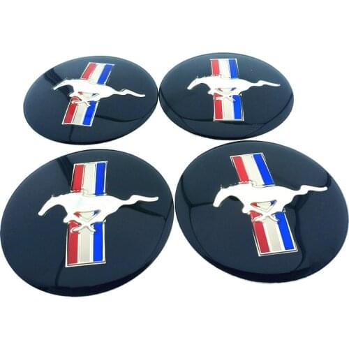 CDIY 4pcs/sets 65mm 3D Horse Flag Car Steering tire Wheel Center car sticker Hub Cap Emblem Badge Decals Symbol For Ford Mustang