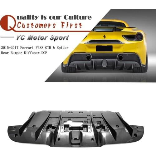 Car Accessories Dry Carbon Fiber Rear Diffuser Fit For 2015-2017 F488 GTB & Spider Rear Bumper Diffuser