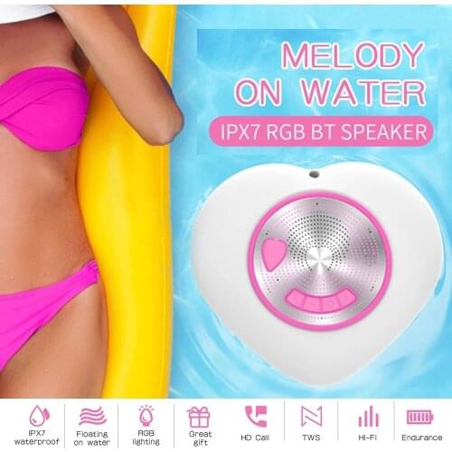 Wireless Bluetooth 5.0 Speaker Outdoor IPX7 Waterproof Stereo Audio Player Floating Swimming Pool Speakers with RGB Light