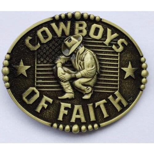 Bronze Cowboys Of Faith Western Belt Buckle