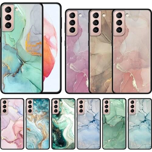 Phone Case For Samsung Galaxy SS20 S21 FE Ultra S10 Lite S9 S8 Plus S10E S7 Edge Fundas Black Soft Shell Fashion Marble Art