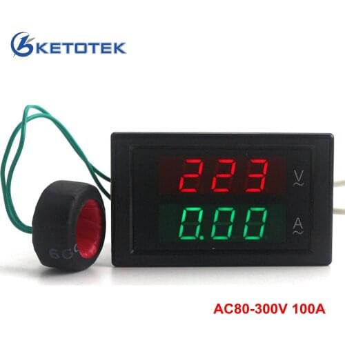 Voltmeter Ammeter Digital AC 80-300V 0-100A Led volt amp meter voltage meter current meter ampere panel meter