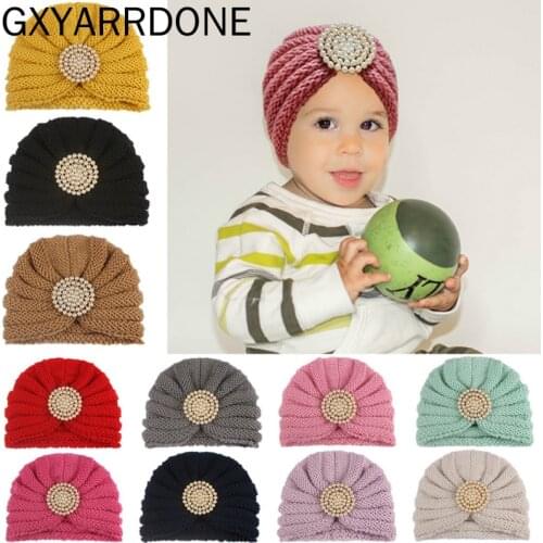 Baby Warm Pearls Rhinestone Knit Crochet Hat Beanie Cap Toddler Kids Boy Girl Lovely Casual Cap New 2020 Sombrero De Bebe