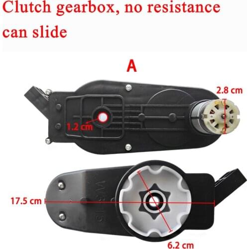 12V RS390 childrens electric car with clutch motor gear box, electric toy car with clutch can slide without resistance gear box