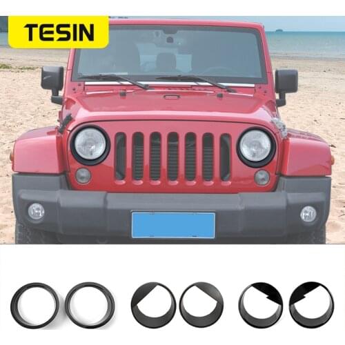 TESIN Lamp Hoods for Jeep Wrangler JK 2007+ Car Front Headlight Lamp Decoration Cover Stickers for Jeep Wrangler Car Accessories