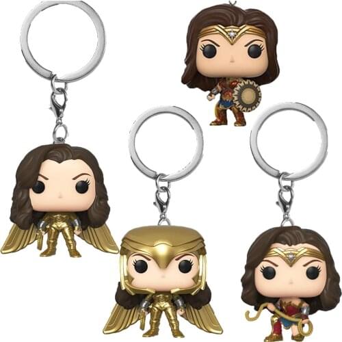 Super Hero Movie Pocket Keychain Comics with Lasso Collection Series Keychain Bag Key Pendan Toys Model Doll Gift with Box