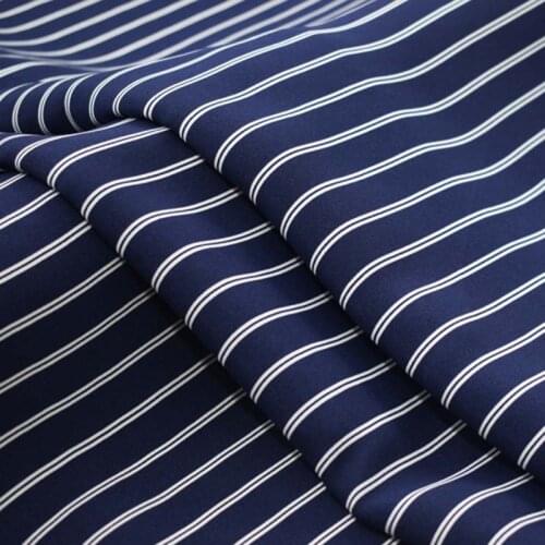 Classic navy vertical stripes pure cotton fabric for satin dress drape smooth african tissu bazin riche getzner tissus telas DIY