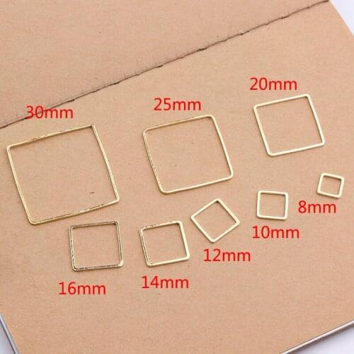 10 Pcs/Pack Metal Square Golden Silver Pendant Jewelry Accessories - 8/10/12/14/16/20/25/30mm for DIY Earrings Making Women