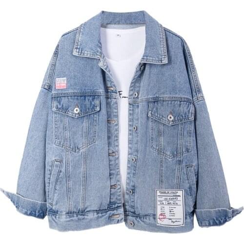 Fashion Embroidery Denim Jacket Women Spring Autumn New Basic Coat Long sleeve Jeans Jacket Women Plus size Loose Denim coat 5XL