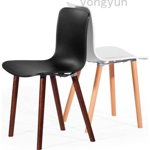 Minimalist modern Wood Chair modern shell plastic and wood design dining Chair leisure Dining room furniture Coffee chairs