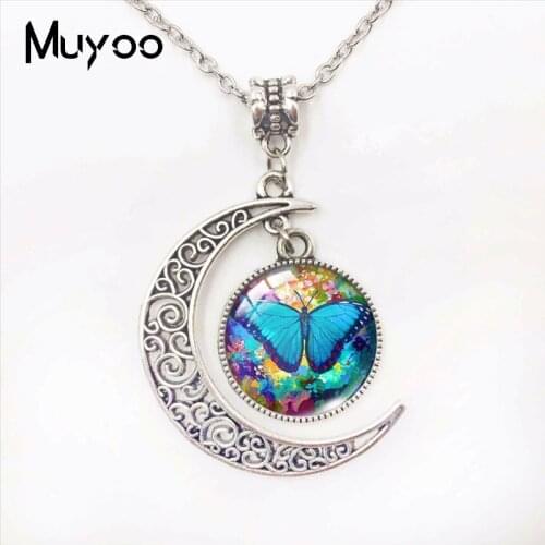 Fashion Jewelry Colorful Butterfly Necklace Handmade Glass Dome eauty Butterflies Necklace Pendant Jewelry Gifts