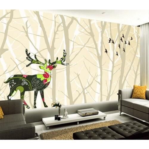 Custom Mural Wallpaper 3D Nordic Abstract Forest Elk Backdrop Wall Decoration Non-woven Waterproof 8D Wall Paper Wall Covering