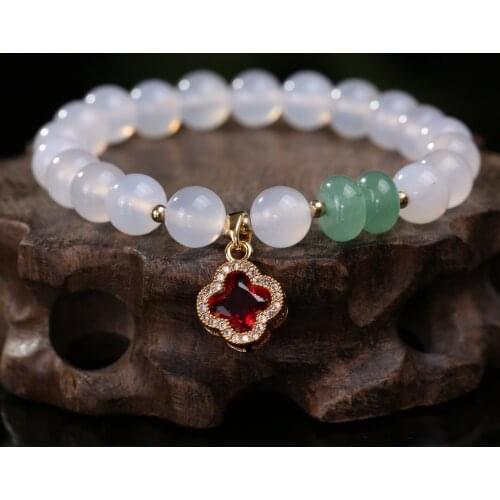 Original Design Brazilian Agate Bracelet Feminine Lucky Four-leaf Clover PendantHigh-end Jewelry for Women
