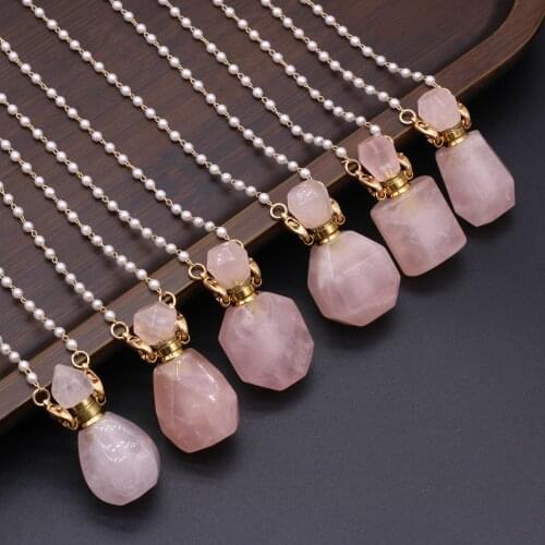 Natural Stone Perfume Bottle Pendant Exquisite Section Cylindrical Amethyst For Jewelry Making Charms DIY Necklace Accessory