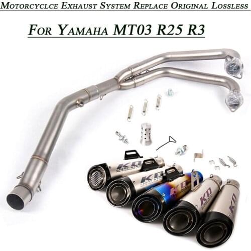 Front Middle Link Pipe Connect 51mm Exhaust Muffler Tubes With DB Killer Set System For Yamaha MT03 2016-2018 R3 R25 2014-2021