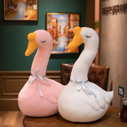 Hot New White Pink Goose Plush Toy Cute Fashion Sleeping Pillow High Quality Stuffed Doll Funny Sweet Gift For Friends Kids Girl