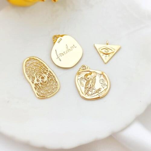Gold-plated copper accessories diy necklace pendant jewelry material owl demon eye dream catcher