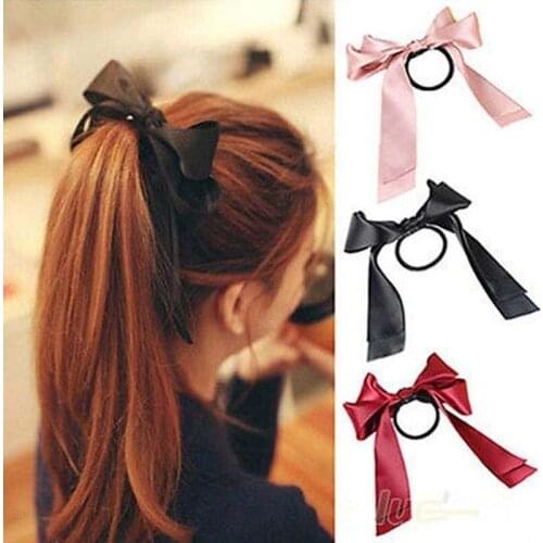 Bohemian Elastic Hair Rope For Women Girls Fashion Bow-knot Rubber Ropes Scrunchie Solid Color Hair Accessories