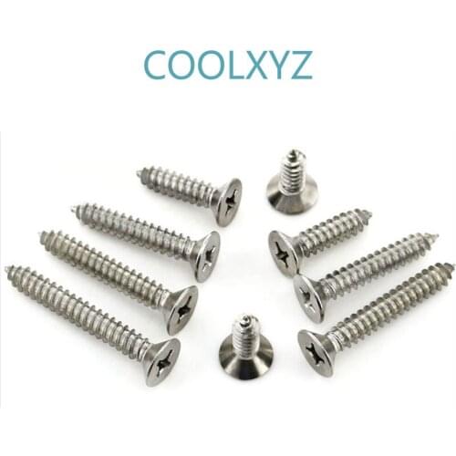 304 Stainless Steel Cross Countersunk Head Self-tapping Screw Long Screw KA Philips Flat Head Tapping Screws M3M4M5 30pcs