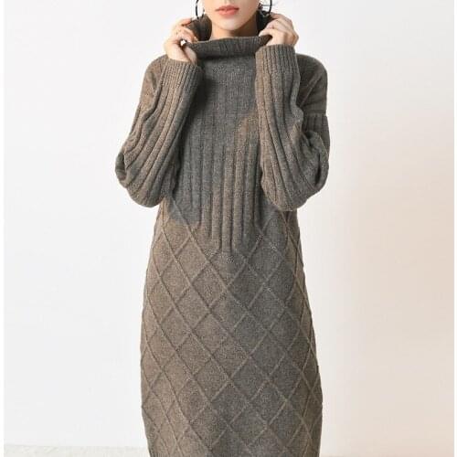 Long grey sweaters women turtleneck fem me jumper Korean style pullover 2019 autumn winter clothes knitted top plus size casual