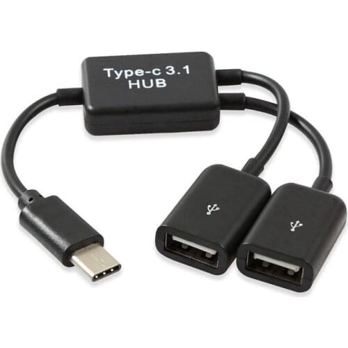 Type C OTG USB 3.1 Male to Dual 2.0 Female OTG Charge 2 Port HUB Cable Y Splitter