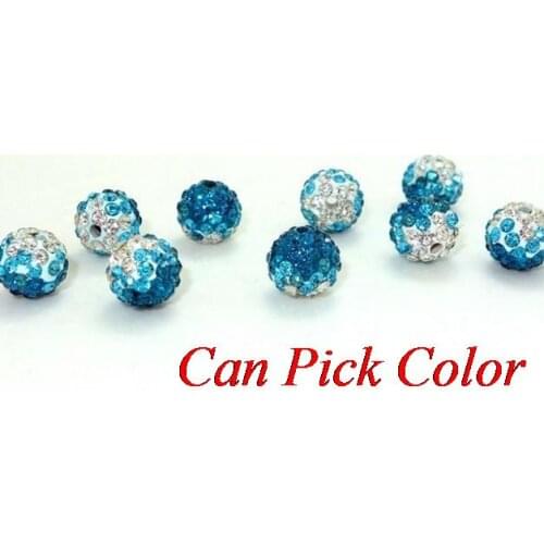 U34ss 10mm mixed Gradient change Colorful crystal Beads Disco Ball Bracelet Necklace DIY spacer