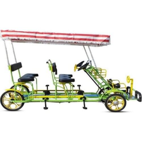 2pcs/lot 4 Seater Pedal Adult Tourist Tricycle Cargo Bike Road Tandem Rickshaw Surrey Sightseeing Bicycle