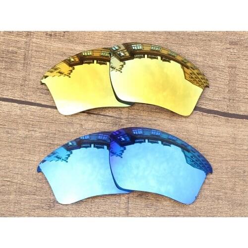 Vonxyz 2 Pairs Ice Mirror & 24K Mirror Polycarbonate Replacement Lenses for-Oakley Half Jacket 2.0 XL Frame